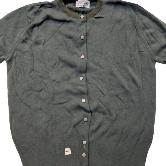 Vintage 1940s-1950s Dark Army Green Long Sleeve Knit Cardigan Sweater - Picture 5 of 10